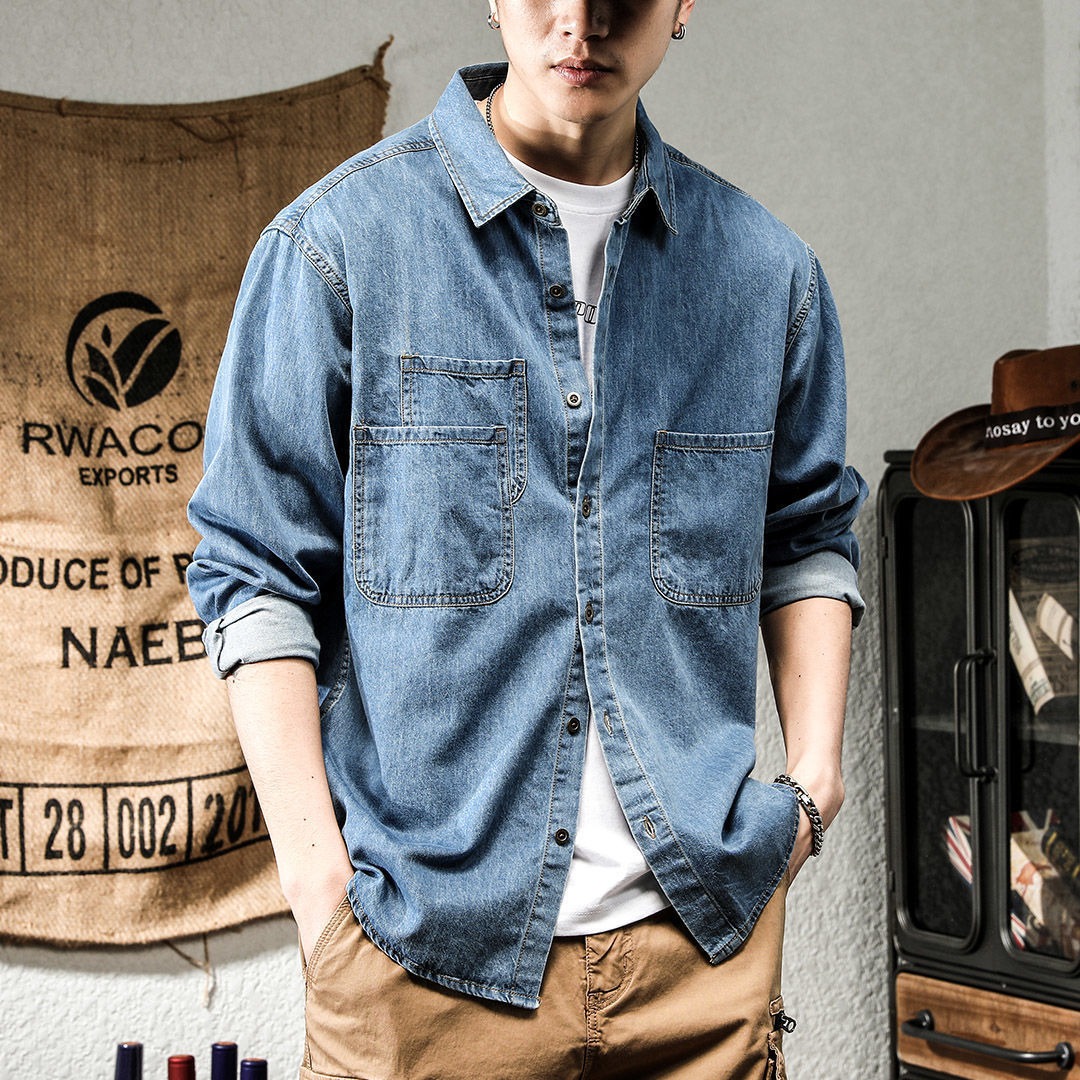 Winter Clothing Gear - Spring Ruffian Handsome Denim Tooling Long-sleeved