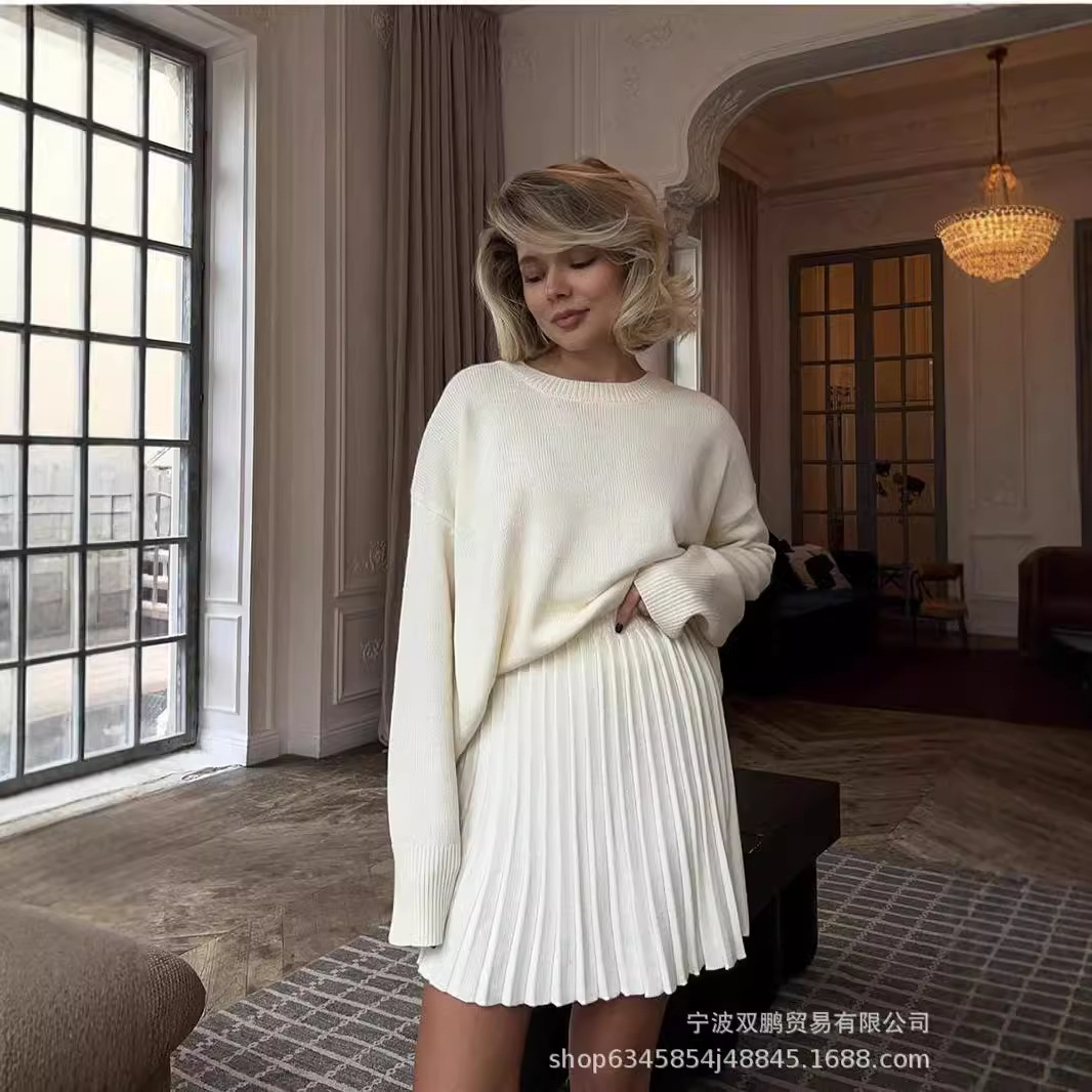 Winter Clothing Gear - Autumn Solid Color O-neck Sweater Dress