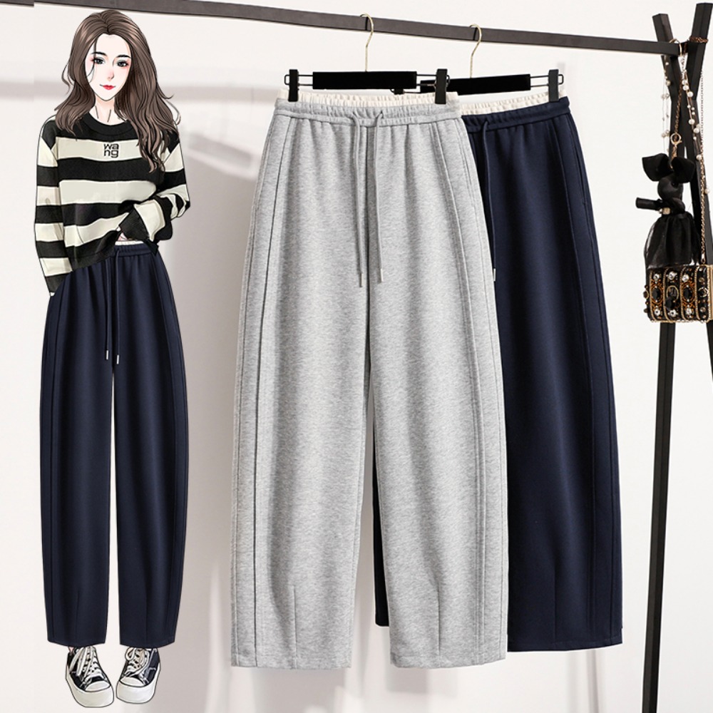 Winter Clothing For Plus Size Women - Casual High Waist Spliced Straight Tube