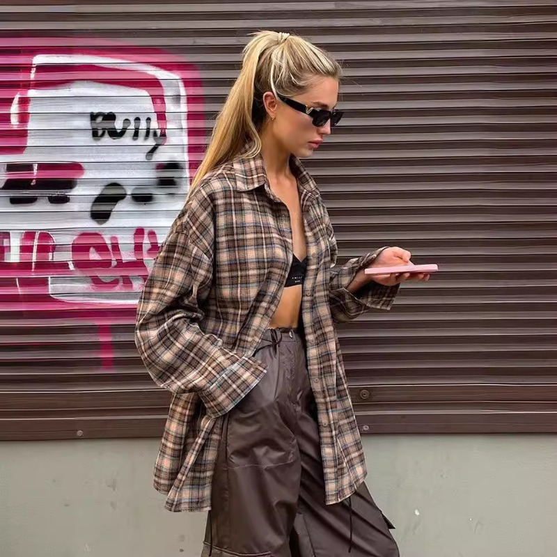 Winter Clothing Women Sale - Casual Plaid Shirt Woman Loose Autumn
