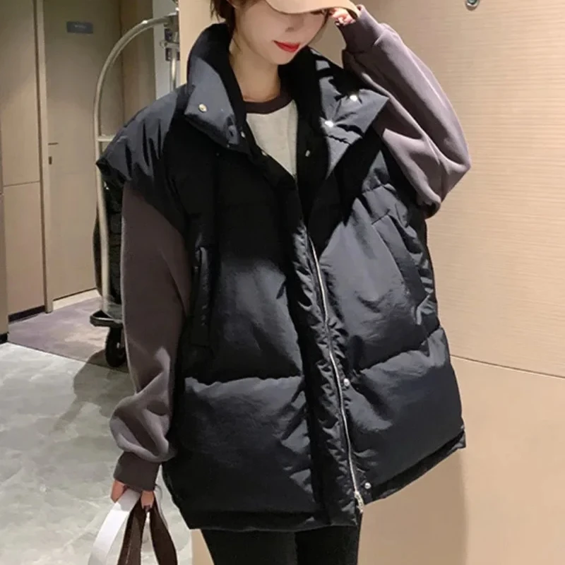 Padded Vest Gilet - Solid Color Zipper Women's Vests Pretty