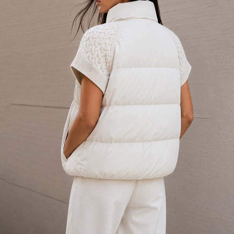 Women's Chic Cropped Puffer Ve - Padded Vest Gilet 评论和价格