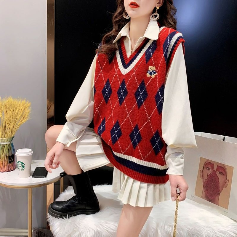 Red Knit Vests for Women Sleev - Winter Clothing Trends 2025 评论和价格