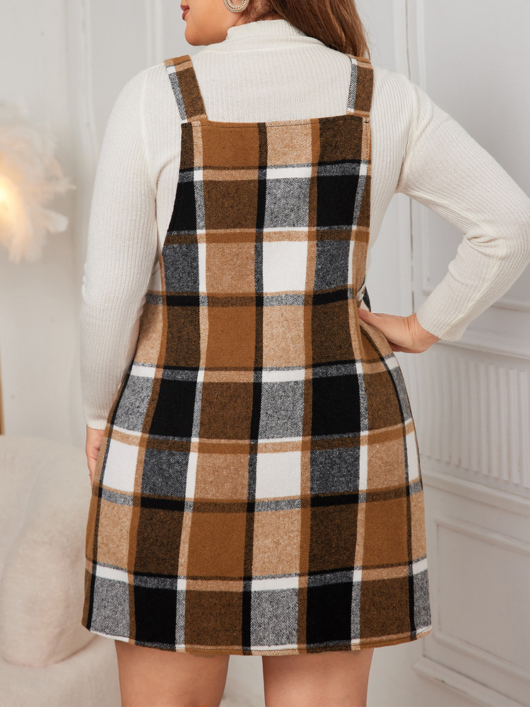 GIBSIE Plus Size Plaid Strap D - Winter Clothing For Plus Size Women 评论和价格