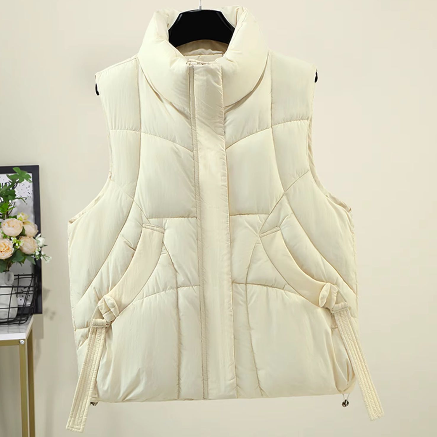 Women High Stand Collar Quilte - Padded Vest Gilet 评论和价格