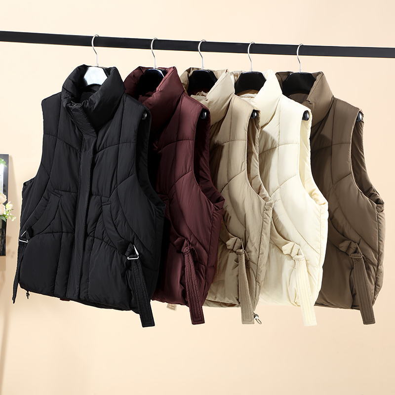 Women High Stand Collar Quilte - Padded Vest Gilet 评论和价格
