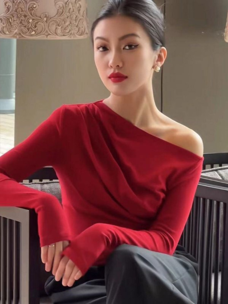Slim Plain 2025 Off Shoulder C - Winter Clothing On Sale Women'S 评论和价格