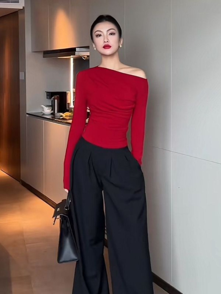 Slim Plain 2025 Off Shoulder C - Winter Clothing On Sale Women'S 评论和价格